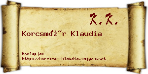Korcsmár Klaudia névjegykártya